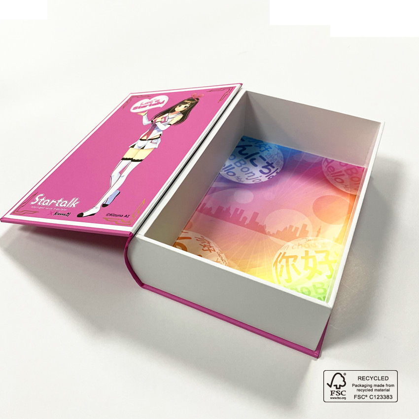 BSCI认证工厂直销圆脊翻盖书本盒礼物盒书形翻盖礼品包装盒彩盒