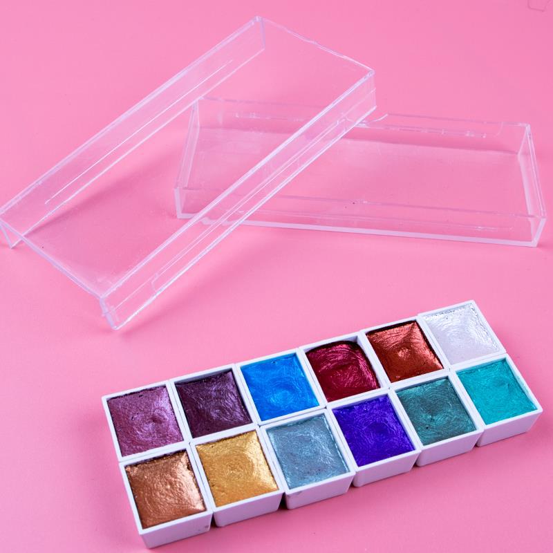 Xile perla color metálico color 36 color 48 color traje de uñas sólido acuarela pintura caja de hierro traje pintado a mano portátil
