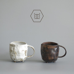 Handmade stoneware mug, Japanese creative milk cup, retro ceramic cup with handle, instant coffee cup