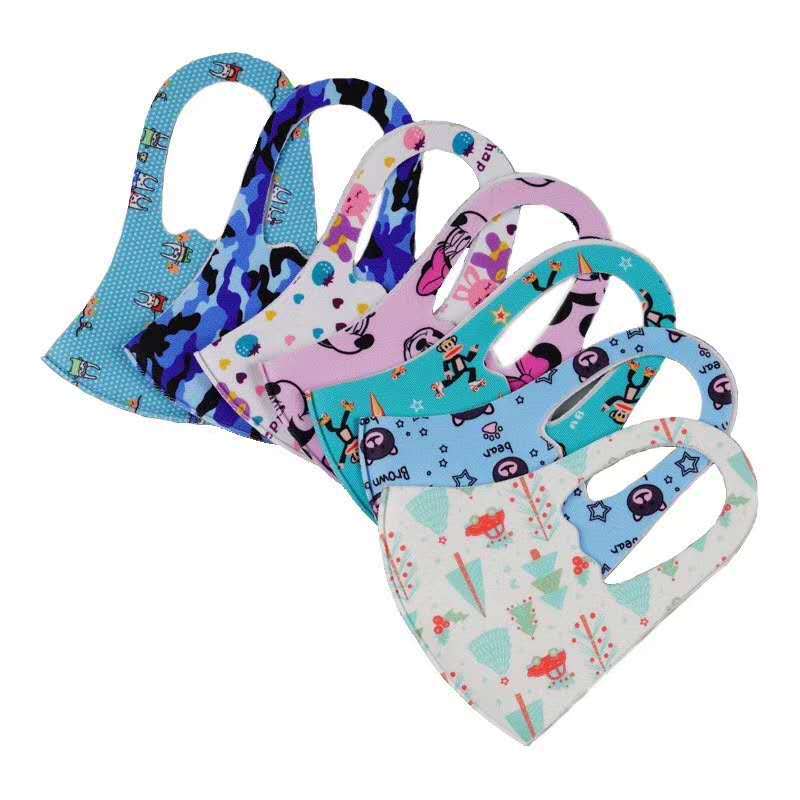 Nueva máscara de protección solar hombres y mujeres negro transpirable lavable máscara tridimensional dibujos animados impreso niños máscara de polvo