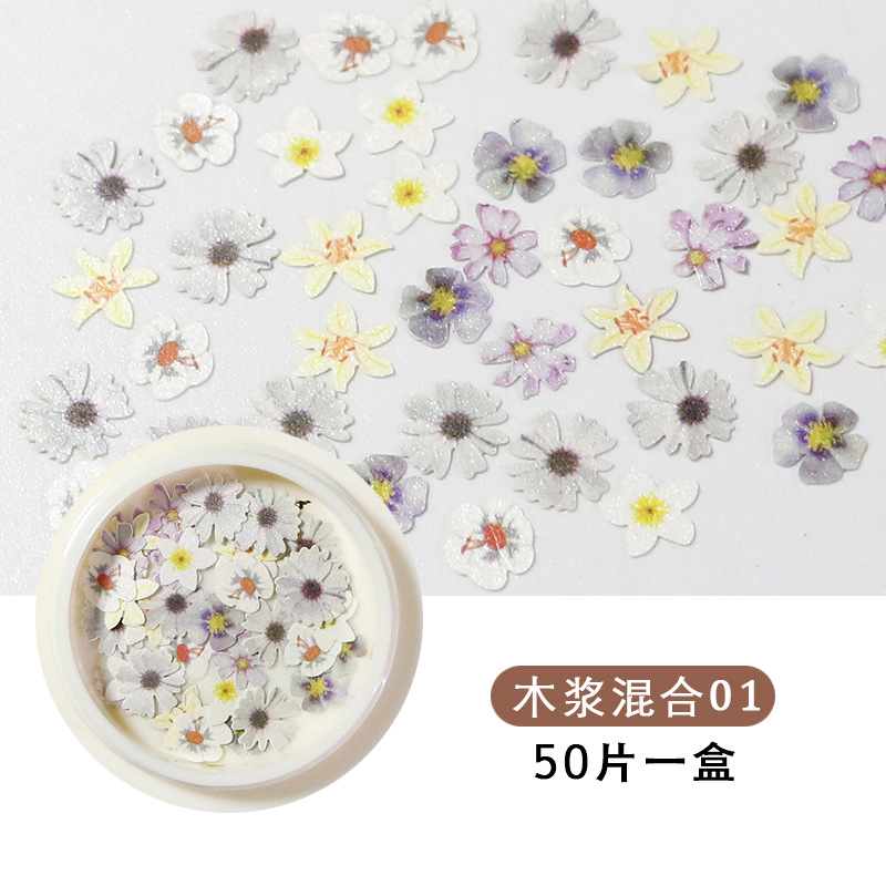 Princesa accesorios de uñas ins estilo color mezclado Año Nuevo Día de San Valentín flor Rosa parche de uñas pieza de pulpa de madera