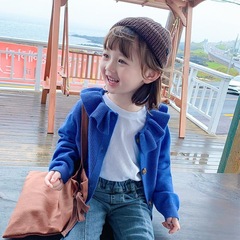 Children's Spring and Autumn Knitwear Top 2024 New Women's Children's Korean Leisure Cardigan Tunic