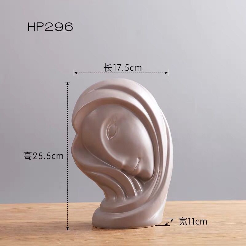 Salón decoración nórdico gris blanco cabeza retrato cerámica florero modelo comedor Mesa TV gabinete suave Decoración Accesorios Para el hogar al por mayor