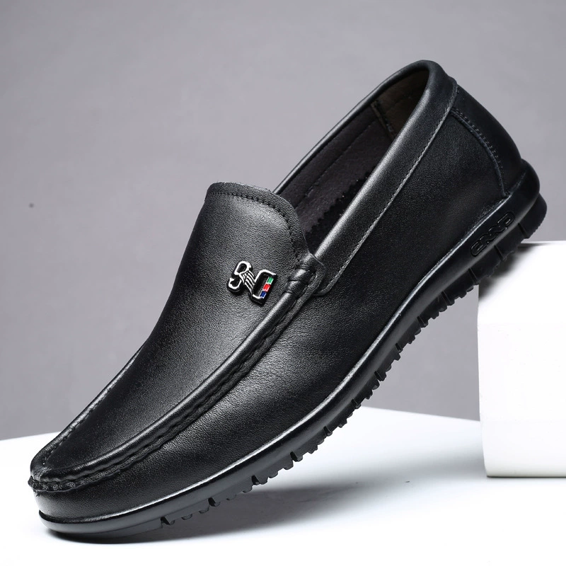 Новые бобовые ботинки мужские летние кожаные дышащие папы туфли