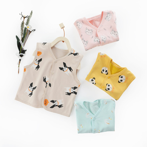 Baby double-layer vest, spring and autumn style, male and female baby vest, cotton winter newborn children's external wearing vest and vest