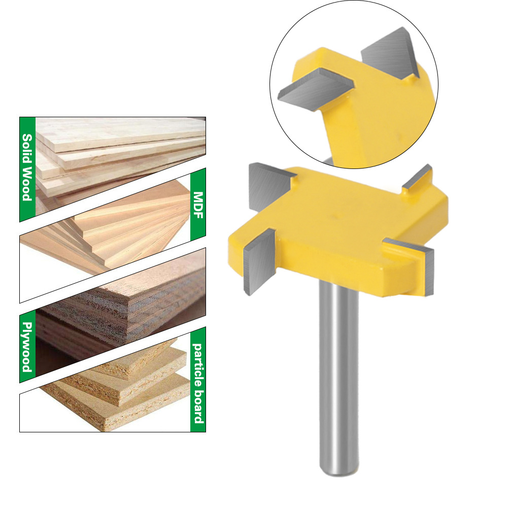 Cuchillo en T de cuatro cuchillas 1/4 Mango 6-MANGO cuchillo de ranurado cuchillo de carpintería material grado industrial cuchillo en T de cuatro dientes