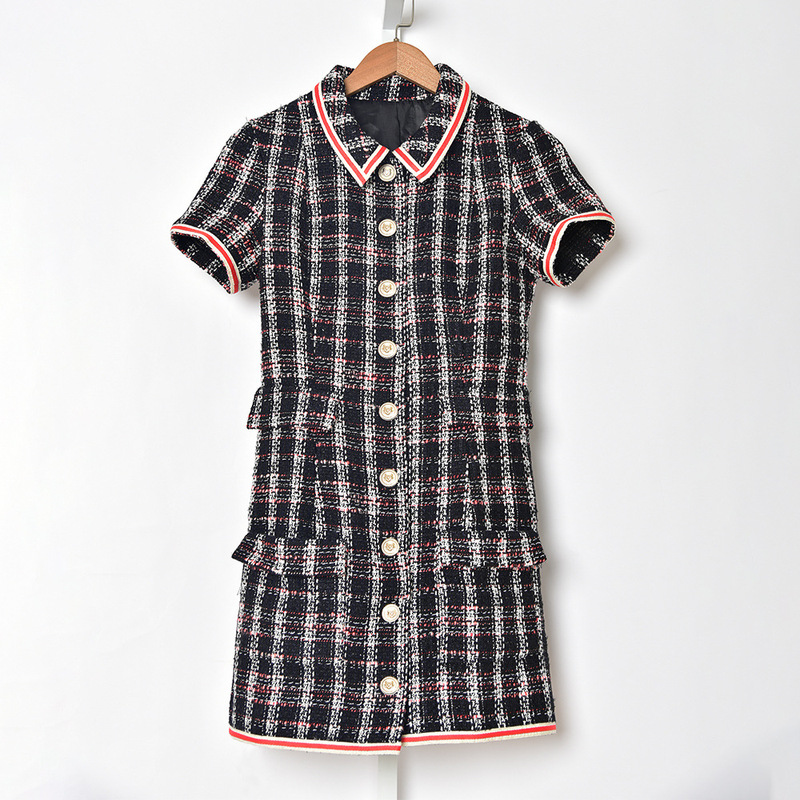 Spot special 2020 early autumn new classic small fragrant tweed woven lapel dress women's 23227