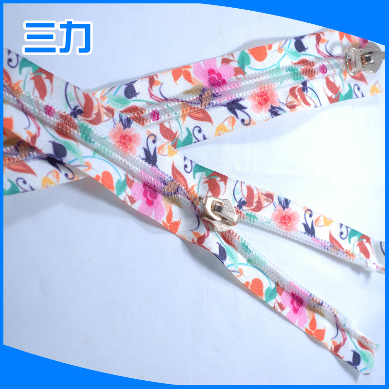 批发供应 三力印花拉链  个性服装拉链印花 手袋透明拉链印花