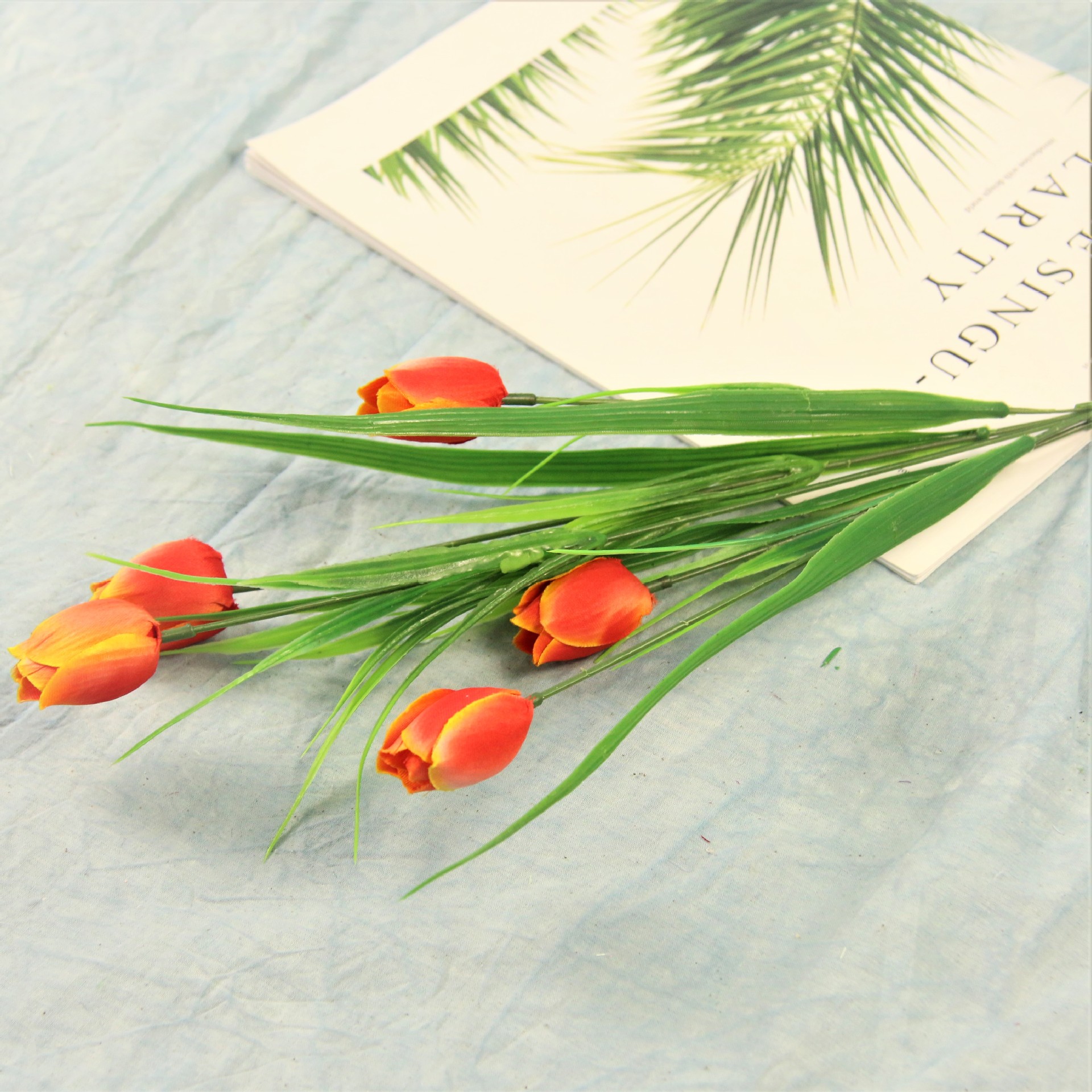 En stock simulación 5 pequeño tulipán flor falsa boda arreglo de flores decoración de la boda falsa flor simulación tulipán