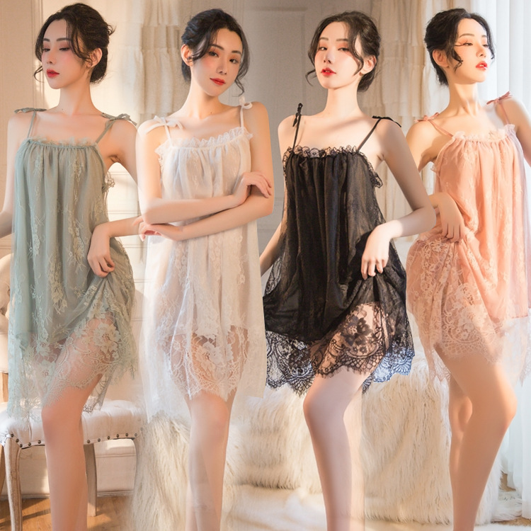 Sexy boudoir seductive lace sexy lingerie chubby girl plus size pregnant women's sling pajamas nightdress home wear delivery Sexy boudoir seductive lace sexy lingerie chubby girl plus size pregnant women's sling pajamas nightdress home wear delivery