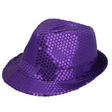 现货批发亮片格子爵士帽 舞台道具闪光牛仔帽亮片爵士帽 一件代发
