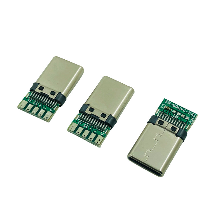 Type-C welding wire male TPC data with PCB board riveted 24 full Pin fast charging plug connector