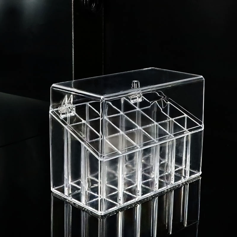 纳装 Lipstick, transparent dustproof storage box, lip gloss, dressing table, cover with lid, 18 cells
