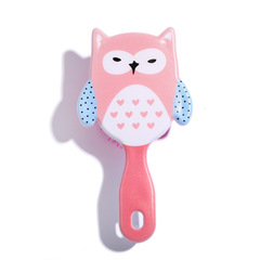 熱銷軟萌貓頭鷹形狀可愛卡通圖案糖果色順發美發按摩頭皮氣囊梳子