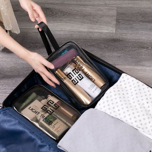 Large capacity transparent pvc cosmetic bag wholesale portable toiletry bag waterproof cosmetic storage bag travel storage bag