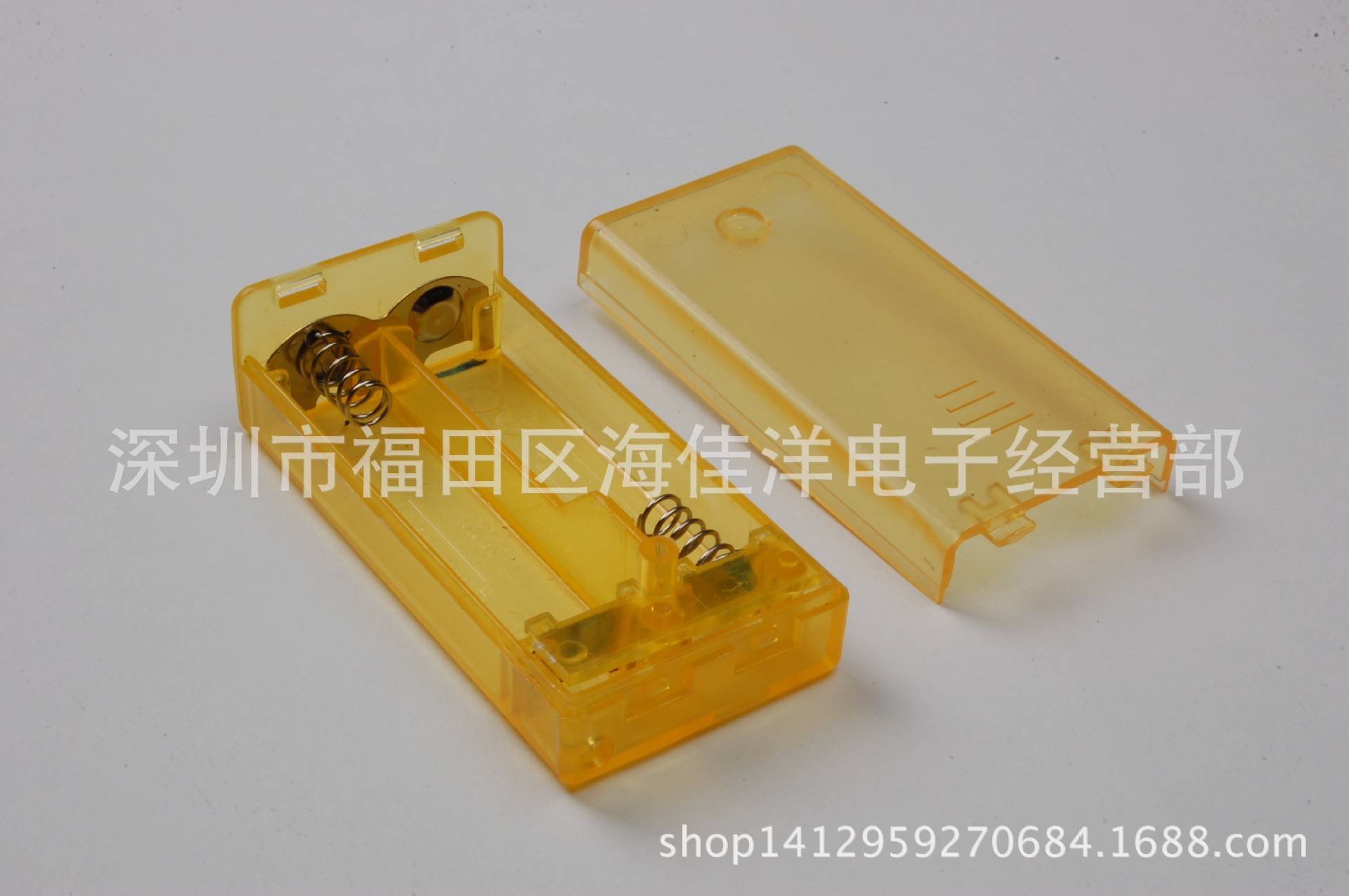 现货 黄色5号2节带盖带开关带线电池盒 2AA带盖电池盒