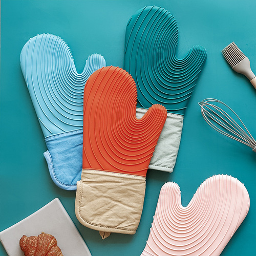 Modern and simple thickened silicone heat-proof gloves, microwave oven, heat-insulated baking gloves, kitchen supplies