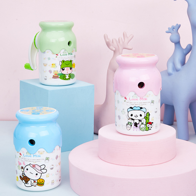 Gezhi feliz 7981 soleado botella Sacapuntas de lápiz Sacapuntas de los niños lindo Sacapuntas de acero de aleación núcleo de cuchillo sacapuntas