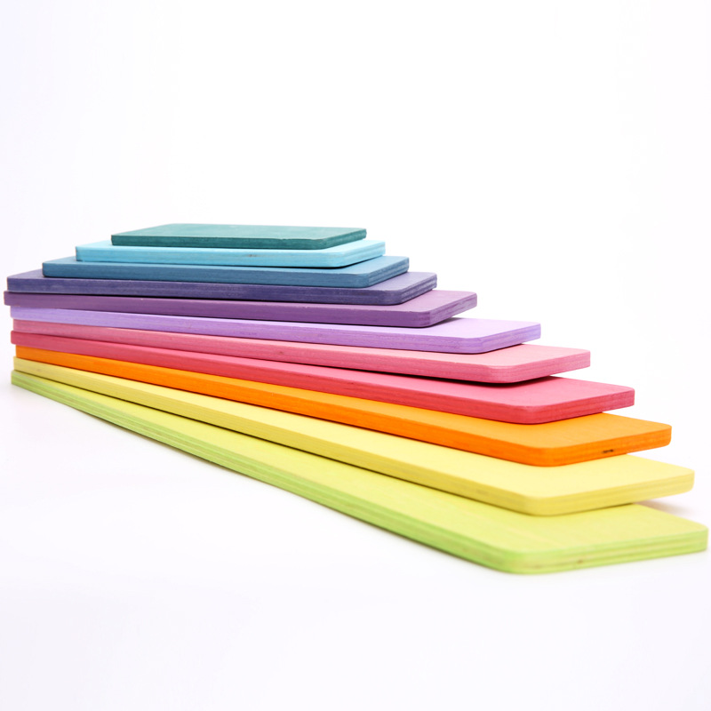 Madera Jenga Rompecabezas Torre de pila de bebés Juguetes de madera Educación temprana para niños Arco iris Pila grande Pila de bloques de construcción