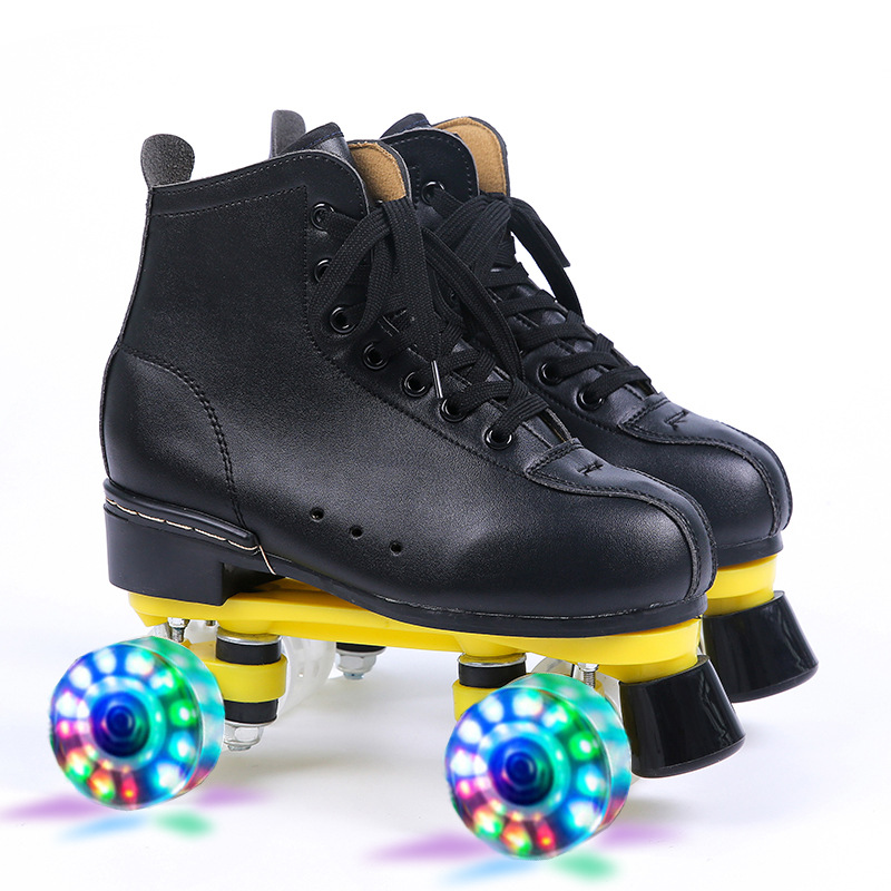 Zapatos de patinaje para niños adultos polea de doble fila para hombres y mujeres pista de patinaje sobre ruedas zapatos de patinaje especiales de cuatro ruedas pista de patinaje deportes luminosos
