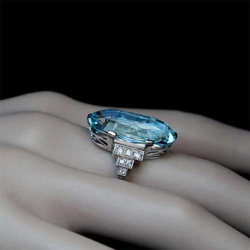 Ovaler Ring Mit Blauem Kristall Im Europäischen Und Us Stil_voghion.com