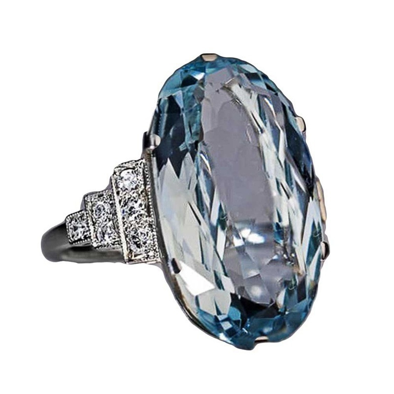 Ovaler Ring Mit Blauem Kristall Im Europäischen Und Us Stil_voghion.com