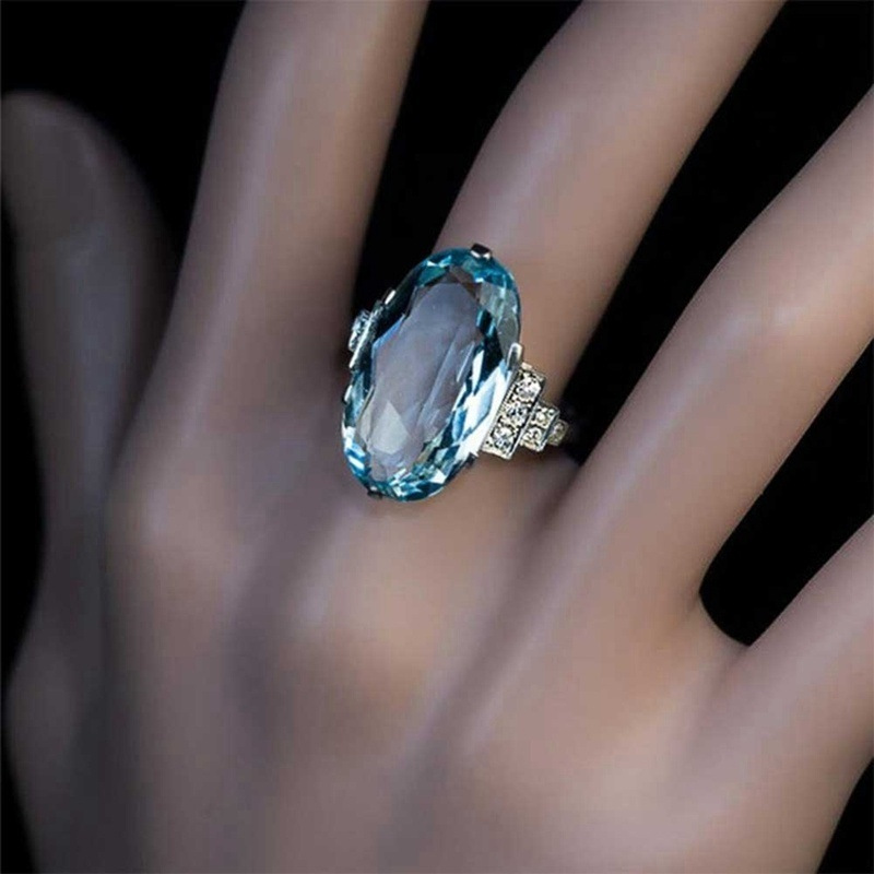 Ovaler Ring Mit Blauem Kristall Im Europäischen Und Us Stil_voghion.com
