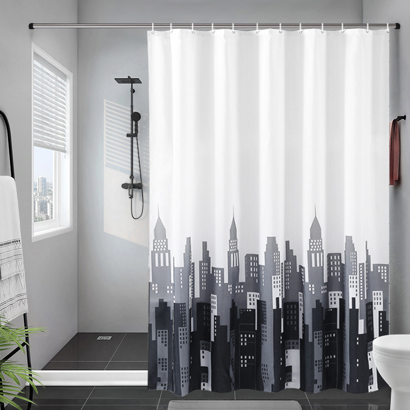 Cross-border supply simple waterproof shower curtain thickened polyester shower curtain bathroom curtain factory direct supply Cross-border supply simple waterproof shower curtain thickened polyester shower curtain bathroom curtain factory direct supply