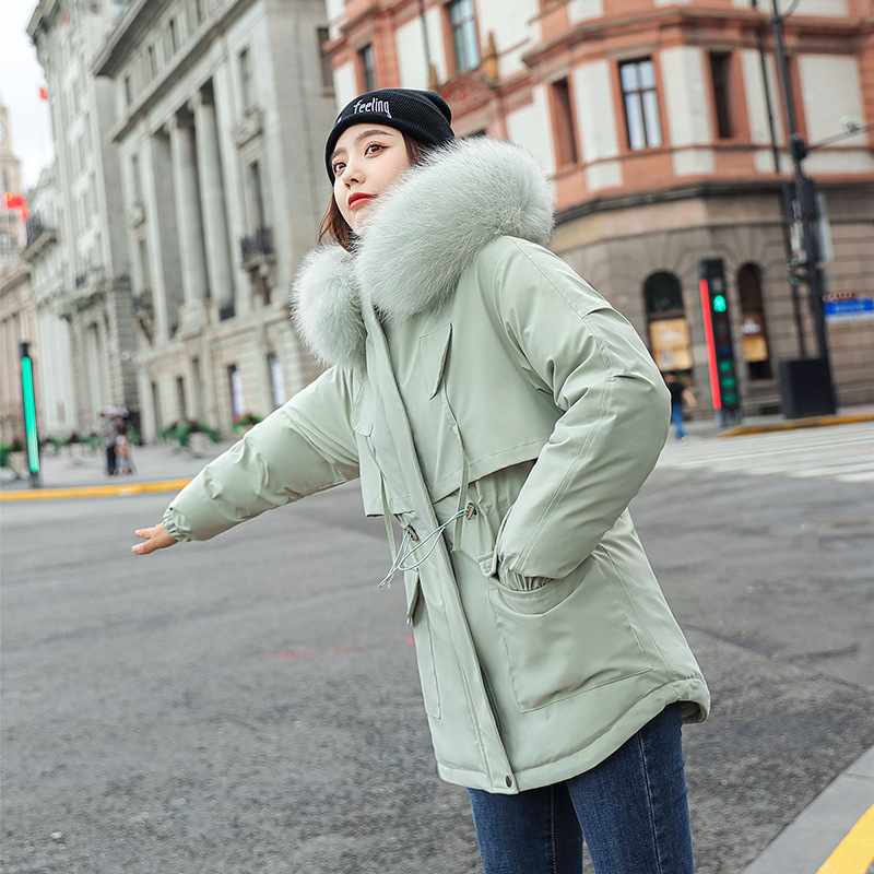 Abbigliamento da donna nuovo inverno lunghezza media donna piumino cotone giacca taglia grande versione studente parka sottile spesso largo_voghion.com