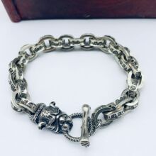 白铜饰品六字真言白铜苗银手链加伯元素斗牛犬手链狗生肖手环送礼