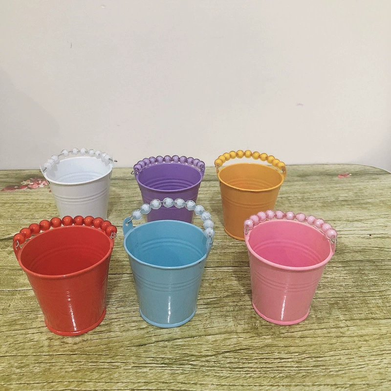 Конфеты цвет ручка с бусинами маленькое железное ведро сочные цветочный горшок игрушка ведро детский сад мини конфеты цвет маленькое железное ведро