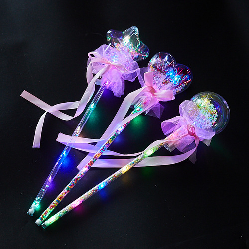 Street stall LED luminous fairy stick starry sky magic flash wave ball floor push gift children's luminous toy