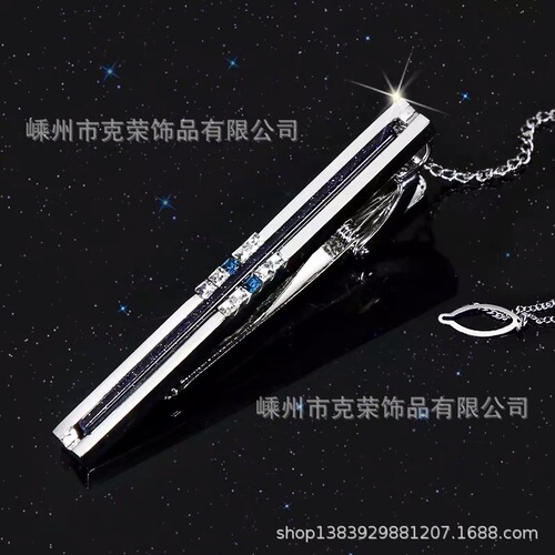 Men's light luxury boutique crystal agate tie clip, fashionable suit tie pin, men's and women's zircon collar clip