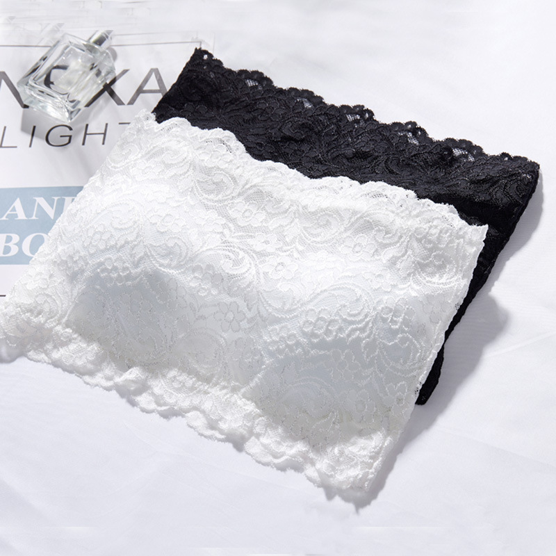 Lace Strapless Underwear Women's Strapless Bottoming Anti-Glow White Off-Shoulder Vest Push-up Chest Wrap-up Top