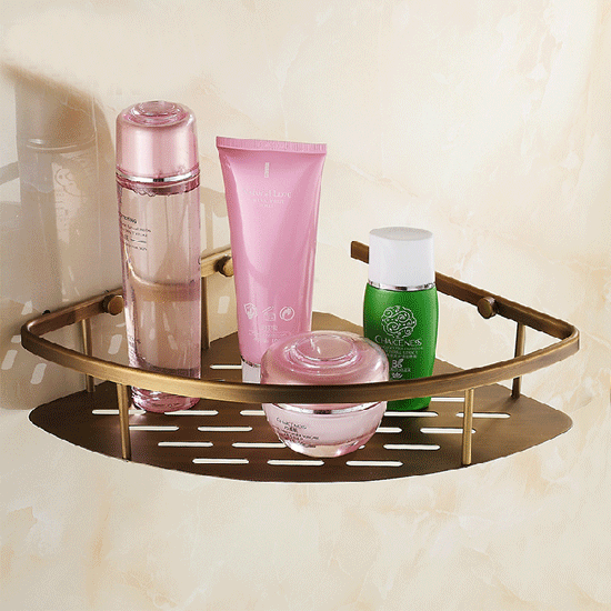 European-style copper antique bathroom storage rack wall-mounted shower rack cosmetic table rack layer storage rack triangle rack