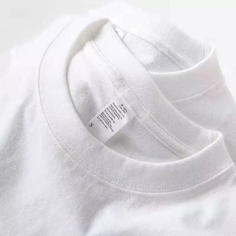 220g Cotton Japanese Thick Pure Color Short-Sleeved Bottoming Shirt White T-Shirt Pure White T-Shirt Combed Cotton Men's and Women's Tee