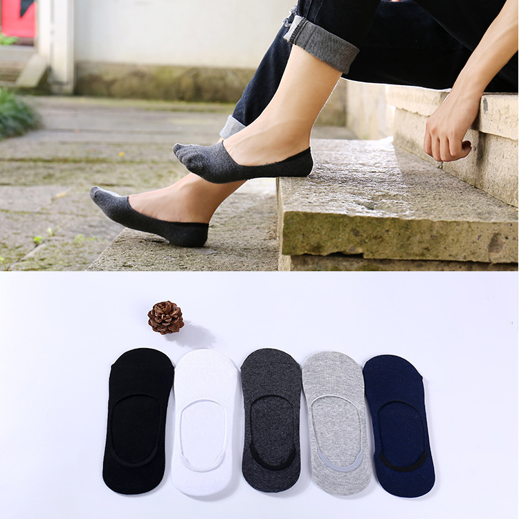 Summer Unisex Pure color 200N low-cut silicone non-slip invisible socks cotton socks casual socks wholesale