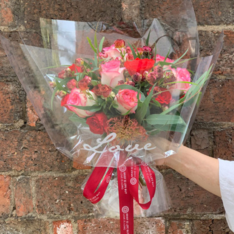 Alta Flor de celofán transparente papel embalaje ramo floral material de embalaje cielo estrellado bolsa de embalaje ramo inglés