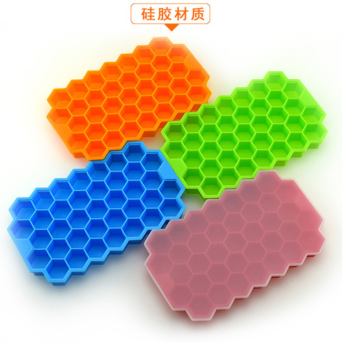 Covered 37-cell non-stick silicone beehive ice cube tray ice cube mold silicone honeycomb ice tray ice cube mold