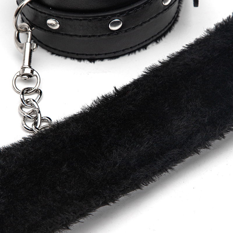 Produits pour adultes Menottes liées, croix, peluche en cuir, ensemble amusant de 3 pièces, jouets groupés_voghion.com