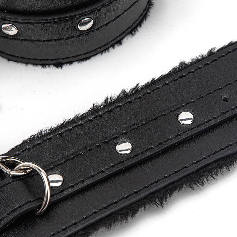 Produits pour adultes Menottes liées, croix, peluche en cuir, ensemble amusant de 3 pièces, jouets groupés_voghion.com