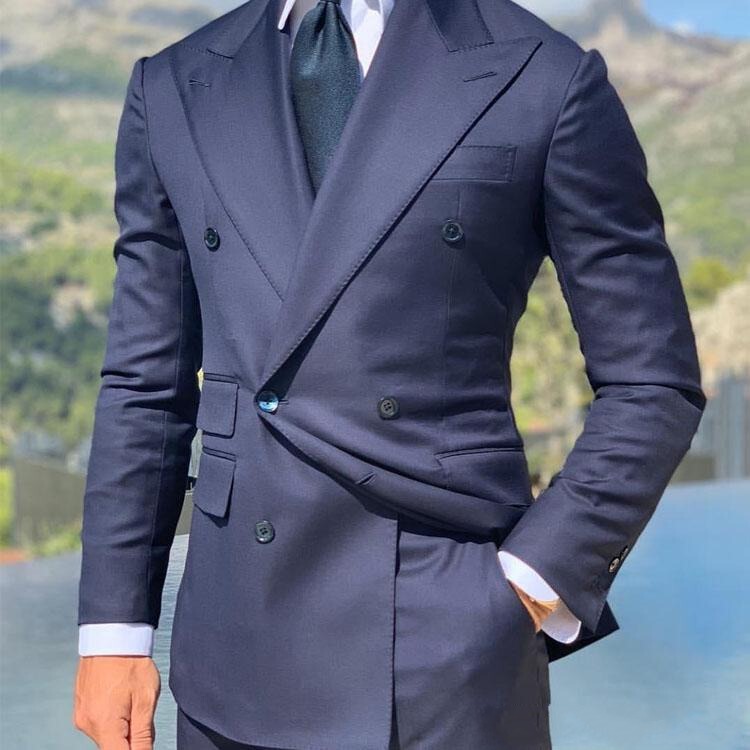 Blue Foreign Trade Special for Business Casual Suit Summer Suit Groom Best Man Suit Two-Piece Men's Cross-Border Suit