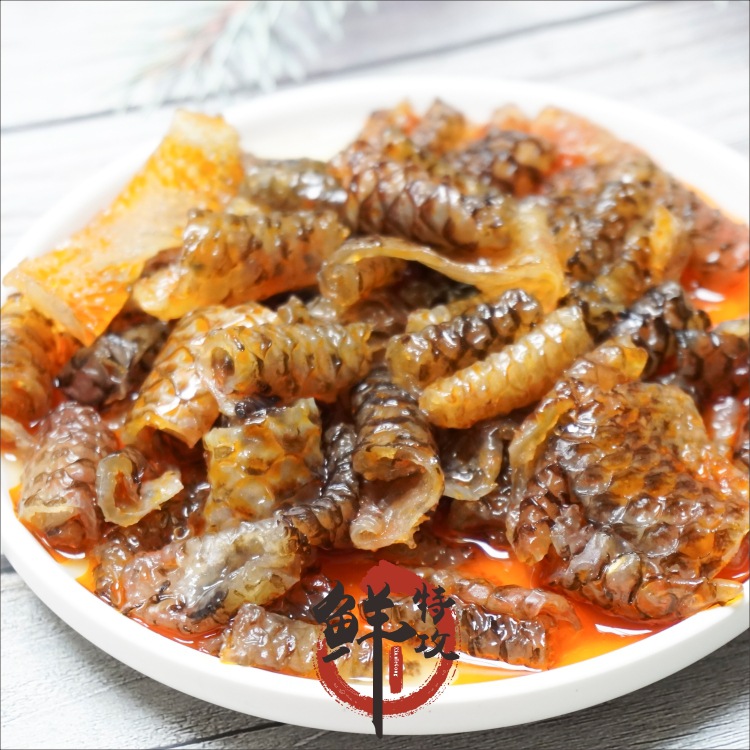 Qianyulang Red Oil Fish Skin Roll 220g Ready-To-Eat Fresh Spicy Cold Dish Snack Fish Skin Roll Appetizer Cold Dish