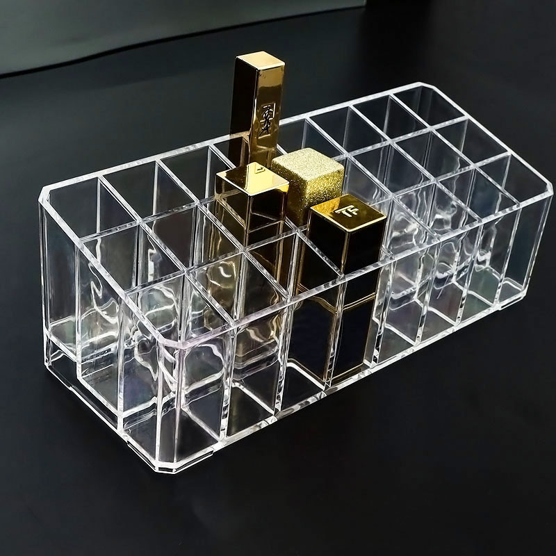 24 Check Lipstick Storage Box Transparent Lip Glaze Lipstick Storage Box Deepened Eyebrow Pen Makeup Brush Desktop Storage Rack