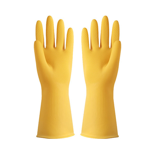 Thickened rubber cowhide gloves household dishwashing rubber gloves home latex work protective wear durable wear-resistant Oxford laundry
