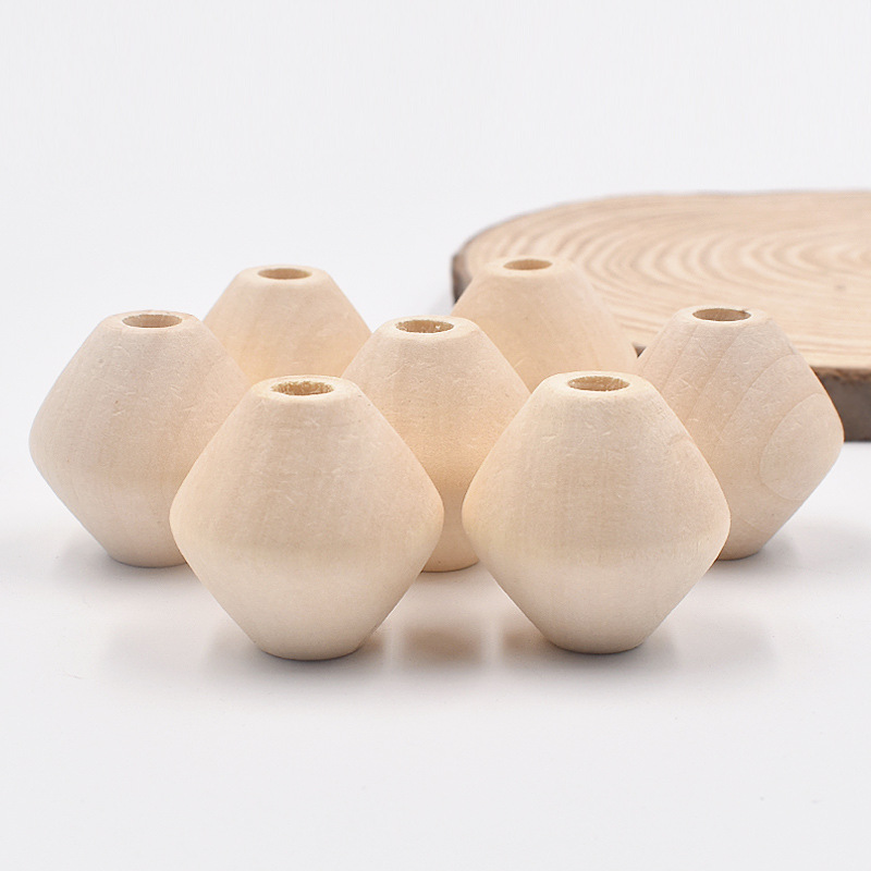 DIY饰品配件 30*30MM大孔菱形木珠 流苏包包配饰木质散珠配件批发