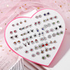 Earrings from pearl, cute plastic cartoon set, 36 pair, Korean style, simple and elegant design, European style