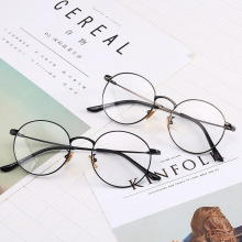 复古圆形眼镜  77507弹性腿防蓝光平光镜 金属不锈钢光学眼镜架