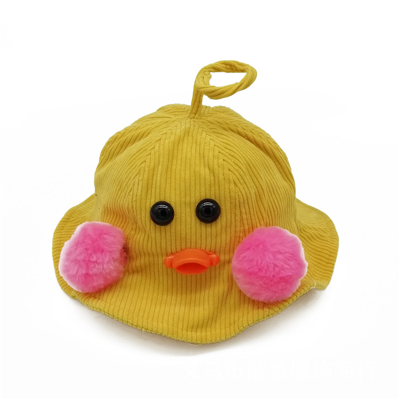 children's demi-season cartoon spring corduroy hat solar-powered
