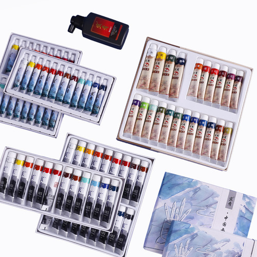 Montmartre Xuanqing Chinese Painting Tool Set Tube 12/18/24 Color Children's Ink Painting Chinese Painting